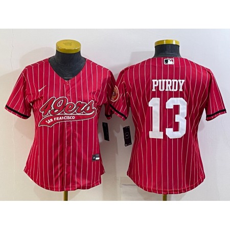 Youth San Francisco 49ers #13 Brock Purdy Red With Patch Cool Base Stitched Baseball Jersey