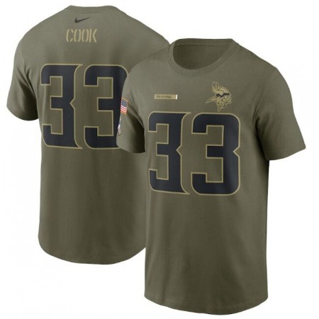 Men's Minnesota Vikings #33 Dalvin Cook 2021 Olive Salute To Service Legend Performance T-Shirt