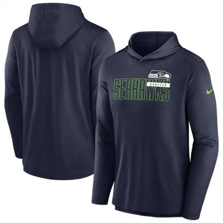 Men's Seattle Seahawks Navy Lightweight Performance Hoodie Long Sleeve T-Shirt