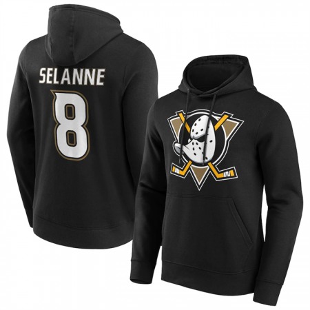 Men's Anaheim Ducks #8 Teemu Selanne Black Pullover Hoodie