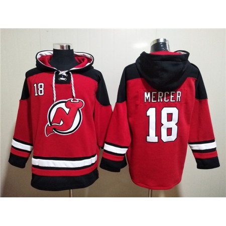 Men's New Jersey Devils #18 Dawson Mercer Red Ageless Must-Have Lace-Up Pullover Hoodie