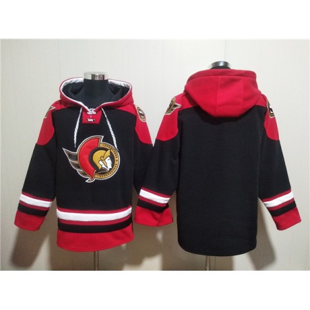 Men's Ottawa Senators Blank Black Ageless Must-Have Lace-Up Pullover Hoodie