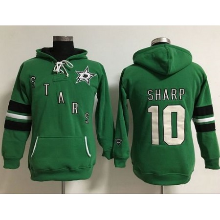 Dallas Stars #10 Patrick Sharp Green Women's Old Time Heidi Hoodie NHL Hoodie