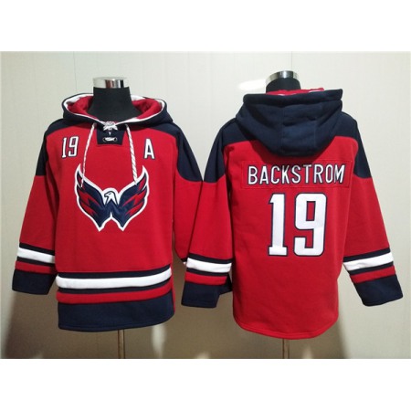 Men's Washington Capitals #19 Nicklas Backstrom Red Ageless Must-Have Lace-Up Pullover Hoodie