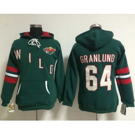 Minnesota Wild #64 Mikael Granlund Green Women's Old Time Heidi NHL Hoodie