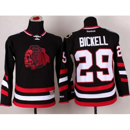 Blackhawks #29 Bryan Bickell Black(Red Skull) 2014 Stadium Series Stitched Youth NHL Jersey