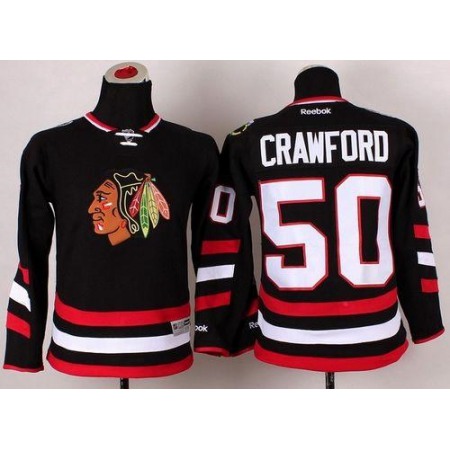 Blackhawks #50 Corey Crawford Black 2014 Stadium Series Stitched Youth NHL Jersey