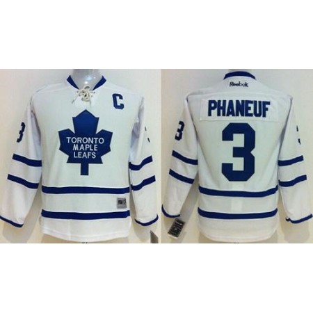 Maple Leafs #3 Dion Phaneuf White Stitched Youth NHL Jersey