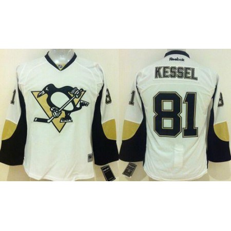 Penguins #81 Phil Kessel White Stitched Youth NHL Jersey