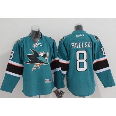 Sharks #8 Joe Pavelski Green Stitched Youth NHL Jersey