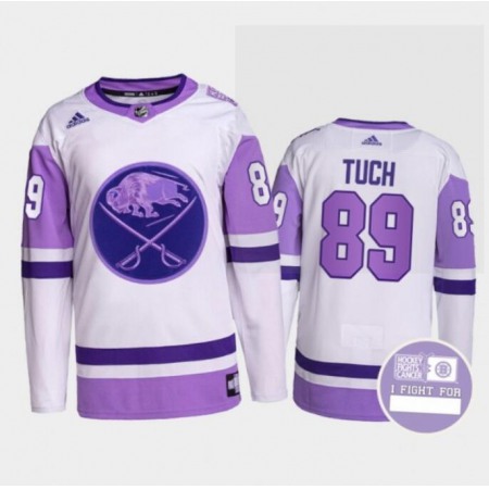 Men's Buffalo Sabres #89 Alex Tuch Fights Purple/White Cancer Blue Stitched Jersey