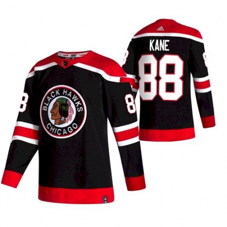 Men's Chicago Blackhawks #88 Patrick Kane 2020-21 Black Reverse Retro Stitched Jersey