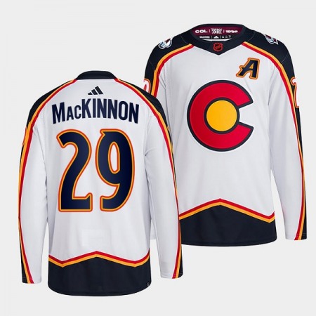 Men's Colorado Avalanche #29 Nathan MacKinnon White 2022-23 Reverse Retro Stitched Jersey