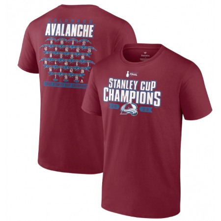 Men's Colorado Avalanche Burgundy 2022 Stanley Cup Champions Jersey Roster T-Shirt