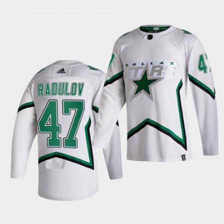 Men's Dallas Stars #47 Alexander Radulov White 2020-21 Reverse Retro Stitched Jersey