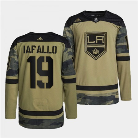 Men's Los Angeles Kings #19 Alex Iafallo 2022 Camo Military Appreciation Night Stitched Jersey