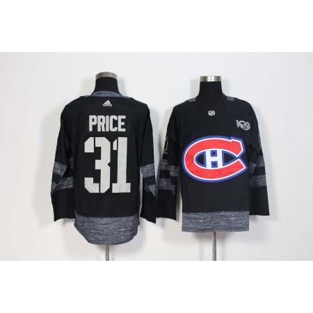 Men's Adidas Montreal Canadiens #31 Carey Price Black 1917-2017 100th Anniversary Stitched NHL Jersey