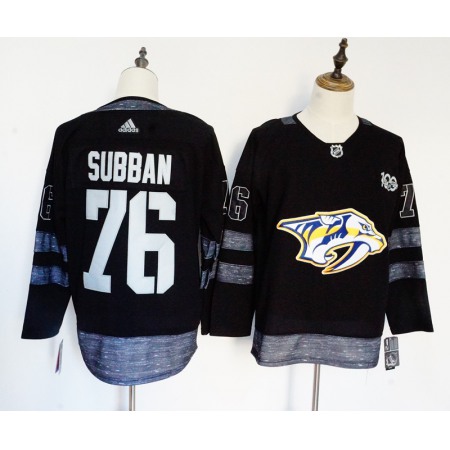 Men's Adidas Nashville Predators #76 PK Subban Black 1917-2017 100th Anniversary Stitched NHL Jersey