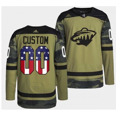 Men's Minnesota Wild Custom Camo Military Appreciation Night Stitched Jersey