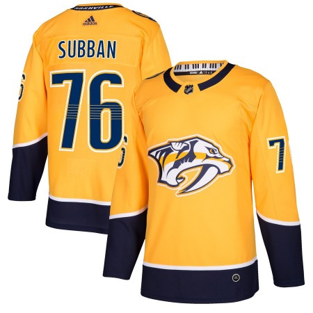 Men's Nashiville Predators #76 P.K Subban Yellow Adidas Stitched NHL Jersey