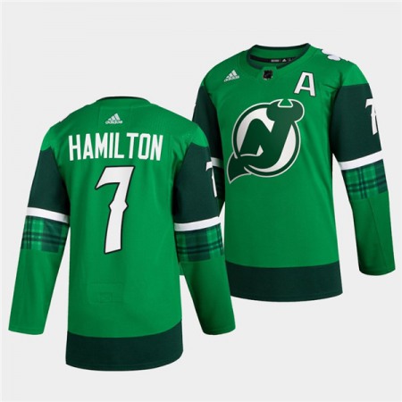 Men's New Jersey Devils #7 Dougie Hamilton Green Warm-Up St Patricks Day Stitched Jersey