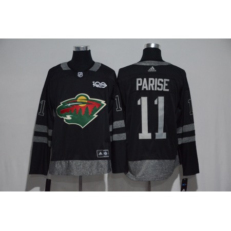 Minnesota Wild #11 Zach Parise Black Men's 1917-2017 100th Anniversary Stitched NHL Jersey