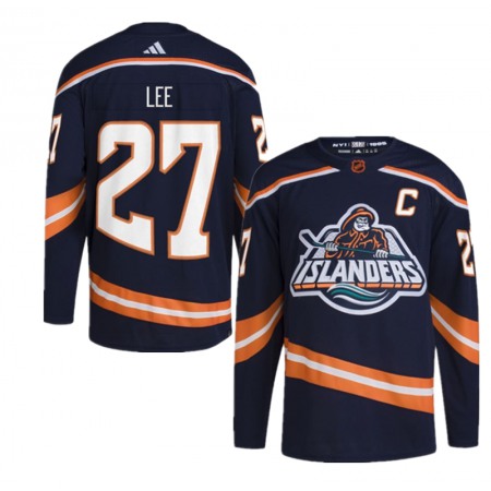 Men's New York Islanders #27 Anders Lee Navy 2022-23 Reverse Retro Stitched Jersey