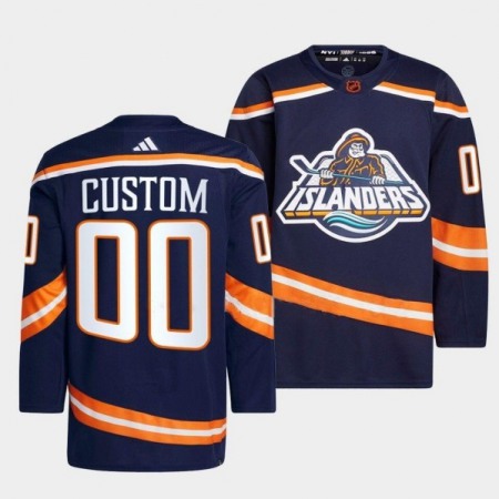 Men's New York Islanders Custom Navy 2022-23 Reverse Retro Stitched Jersey