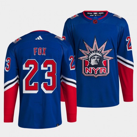 Men's New York Rangers #23 Adam Fox Blue 2022-23 Reverse Retro Stitched Jersey