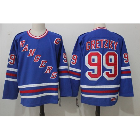 Men's New York Rangers #99 Wayne Gretzky Royal Throwback CCM Stitched NHL Jersey