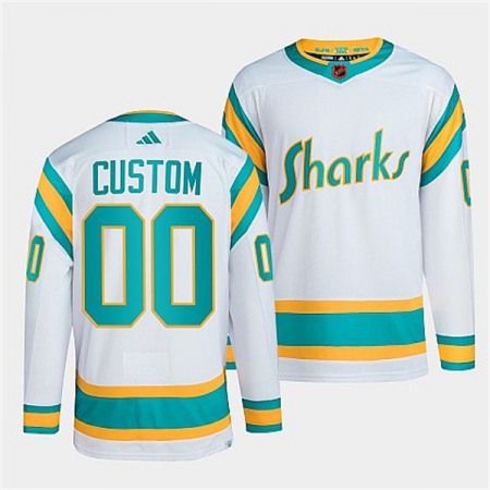 Men's San Jose Sharks Custom White 2022-23 Reverse Retro Stitched Jersey