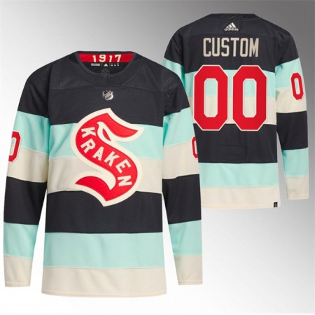 Men's Seattle Kraken Custom 2024 Deep Sea Blue Winter Classic Stitched Jersey