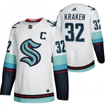 Men's Seattle Kraken Primary Logo #32 White Stitched Jersey