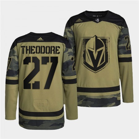 Men's Vegas Golden Knights #27 Shea Theodore 2022 Camo Military Appreciation Night Stitched Jersey