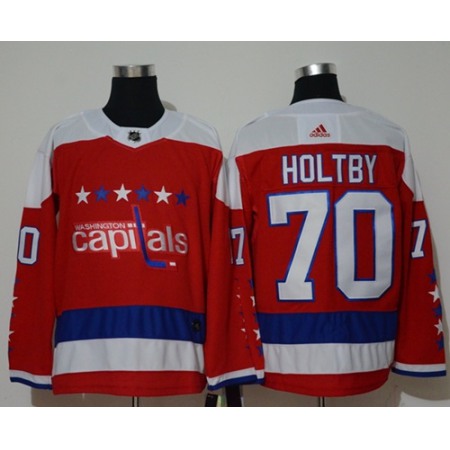 Men's Washington Capitals #70 Braden Holtby Red Stitched NHL Jersey