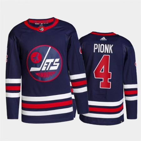 Men's Winnipeg Jets #4 Neal Pionk 2021/22 Navy Stitched Jersey