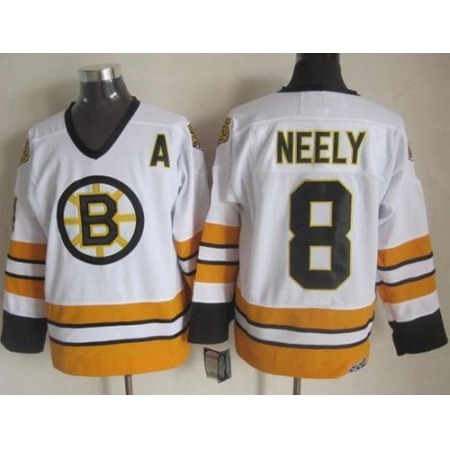 Bruins #8 Cam Neely White/Yellow CCM Throwback Stitched NHL Jersey