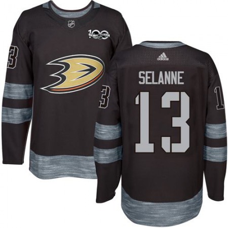 Ducks #13 Teemu Selanne Black 1917-2017 100th Anniversary Stitched NHL Jersey