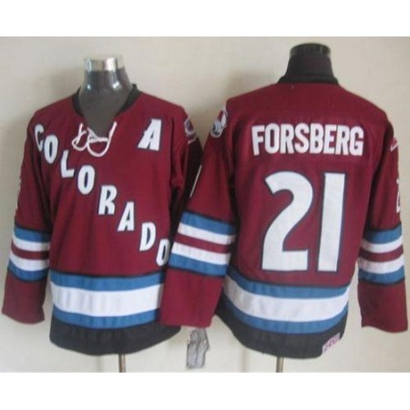 Avalanche #21 Peter Forsberg Red CCM Throwback Stitched NHL Jersey