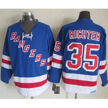 Rangers #35 Mike Richter Light Blue CCM Throwback Stitched NHL Jersey