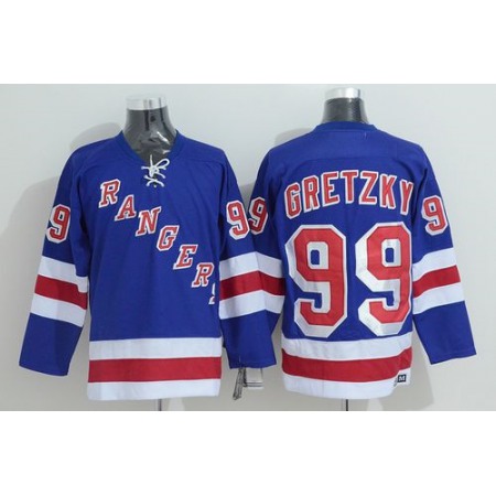 Rangers #99 Wayne Gretzky Stitched Blue CCM Throwback NHL Jersey