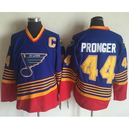 Blues #44 Chris Pronger Light Blue/Red CCM Throwback Stitched NHL Jersey