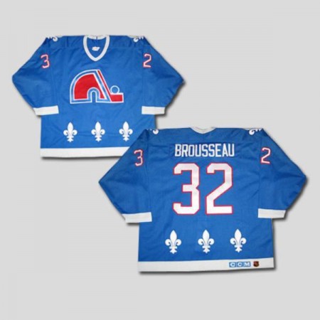 Nordiques #32 Paul Brousseau Stitched CCM Throwback Blue NHL Jersey