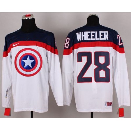 Olympic Team USA #28 Blake Wheeler White Captain America Fashion Stitched NHL Jersey