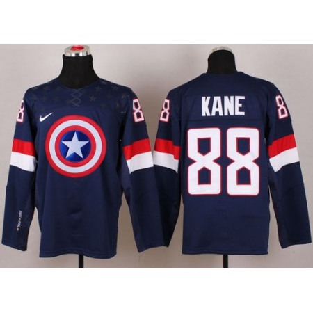 Olympic Team USA #88 Patrick Kane Navy Blue Captain America Fashion Stitched NHL Jersey