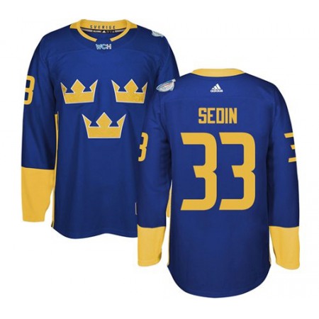 Team Sweden #33 Henrik Sedin Blue 2016 World Cup Stitched NHL Jersey