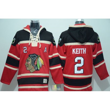 Blackhawks #2 Duncan Keith Red Sawyer Hooded Sweatshirt Stitched NHL Jersey