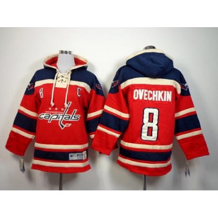 Capitals #8 Alex Ovechkin Red Sawyer Hooded Sweatshirt Stitched Youth NHL Jersey