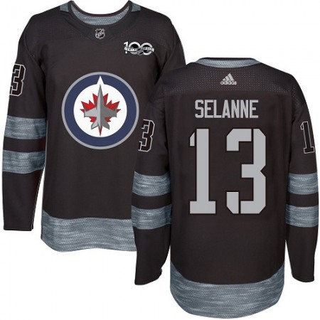 Jets #13 Teemu Selanne Black 1917-2017 100th Anniversary Stitched NHL Jersey