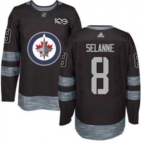 Jets #8 Teemu Selanne Black 1917-2017 100th Anniversary Stitched NHL Jersey